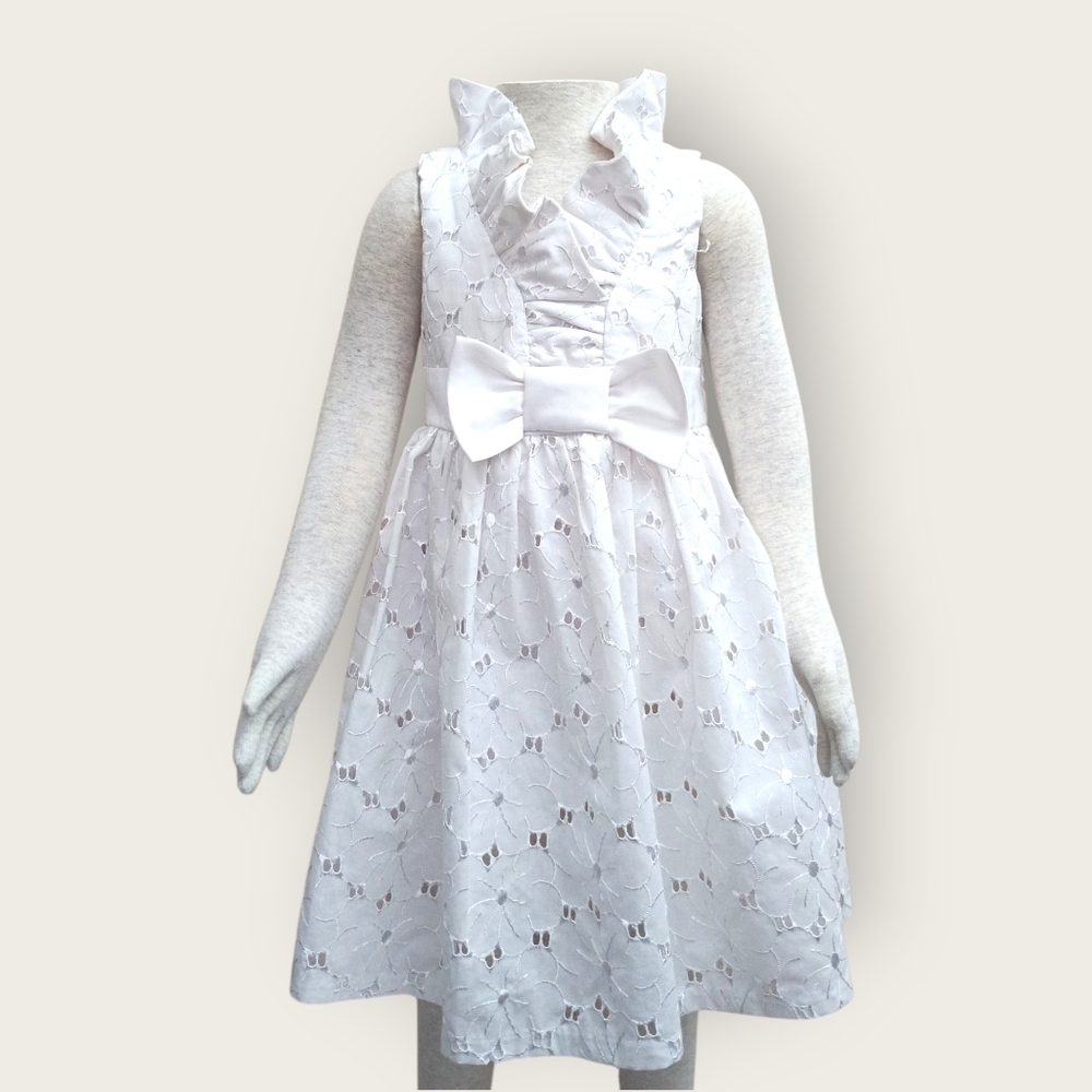 Iris & Ivy White Floral Lace Dress with Bow
